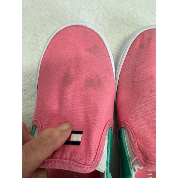 Tommy Hilfiger Pink Green Colorblock Slip On Sneakers Tennis Shoes SZ‎ 4 - Picture 7 of 7